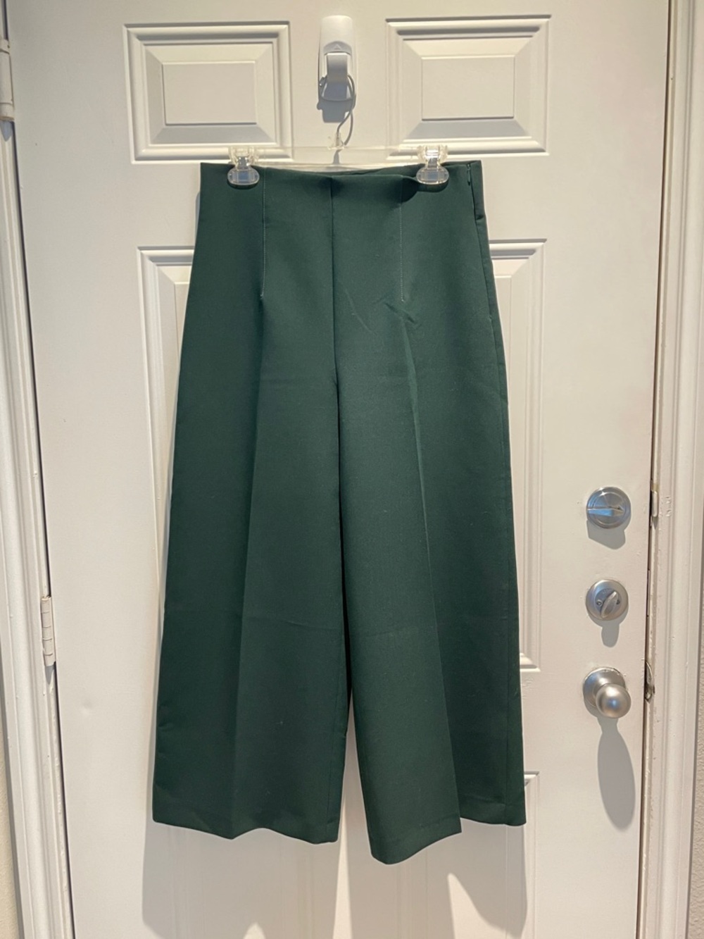 Zara Dark Green Wide Leg High Waist Pleated Business Trouser Pants Size Large - Picture 8 of 11